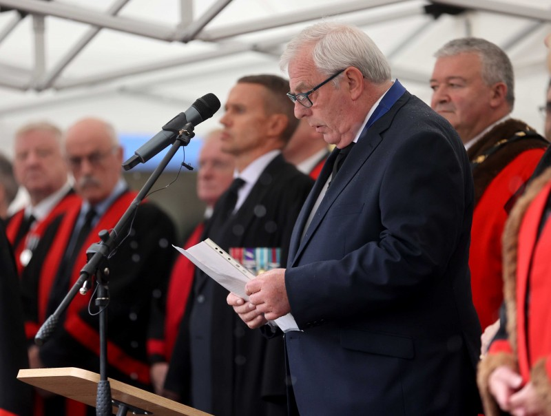 High Sheriff, Mr George Glover, reads the Proclamation in Coleraine town centre on Sunday 11th September 2022.
