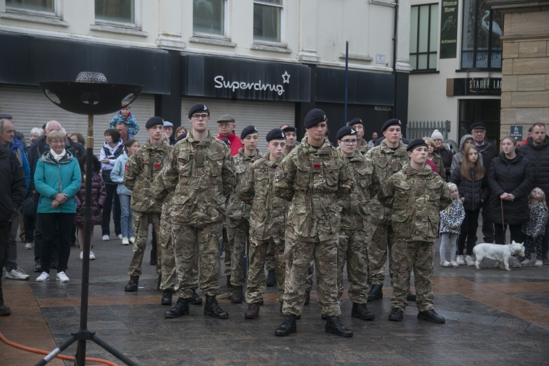 Cadets form up ahead of the lighting of the Platinum Jubilee beacon in Coleraine.