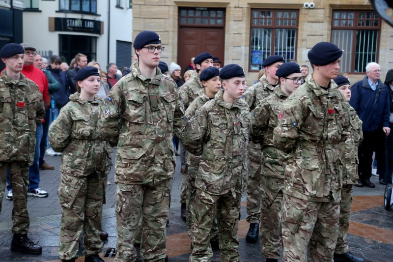 Some of the cadets who attended the lighting of the Platinum Jubilee beacon at the Diamond in Coleraine.