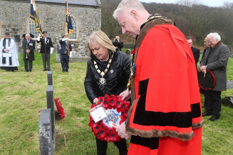Mayor of Causeway Coast and Glens, Councillor Steven Callaghan and Deputy Mayor, Councillor Margaret Ann McKillop lay a wreath on Rathlin Island.