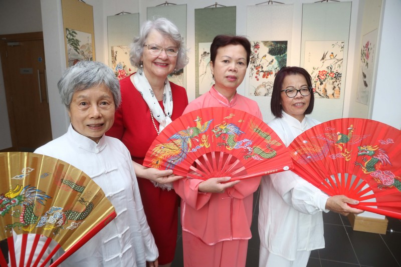 Alderman Yvonne Boyle pictured with some Chinese representatives at the launch of ‘A Brush with Nature’ exhibition at the Roe Valley Arts and Cultural Centre in Limavady.