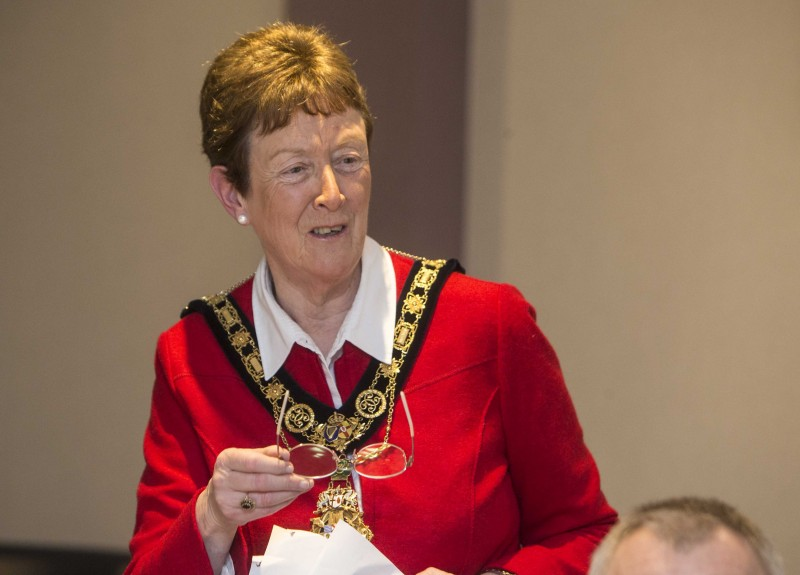 The Mayor of Causeway Coast and Glens Borough Council, Councillor Joan Baird OBE, speaking at the reception.