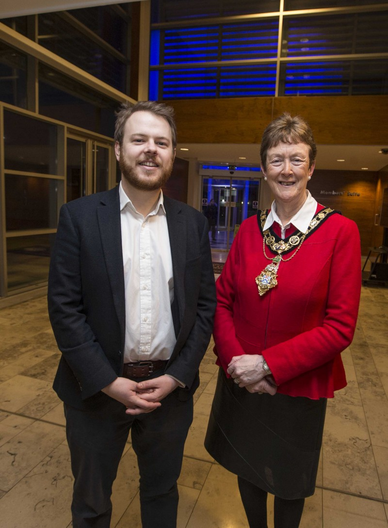 The Mayor of Causeway Coast and Glens Borough Council, Councillor Joan Baird OBE pictured with Phil McElnay from Medicinall Ltd.