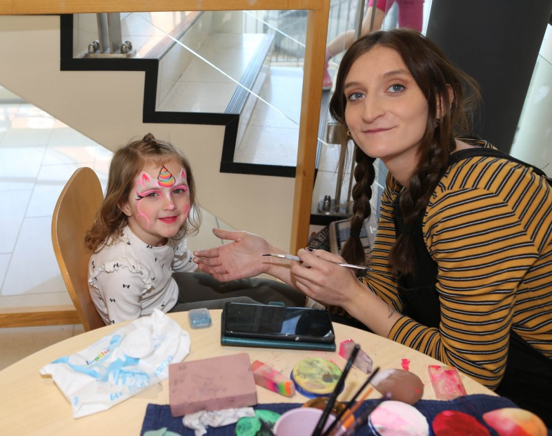 Maddy Patton enjoying the Causeway Safari Tale Fun Day, with face painter Katherine Devine.