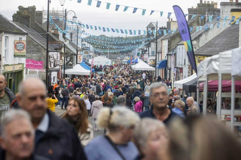 Locals and visitors at this year’s Salmon and Whiskey Festival, as people enjoyed the best of Bushmills village.