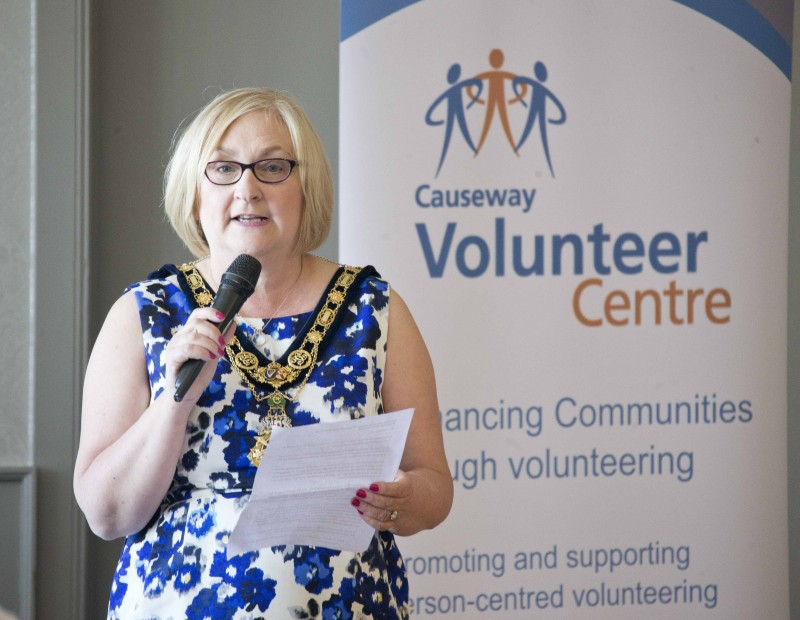 The Mayor of Causeway Coast and Glens Borough Council Councillor Brenda Chivers addresses the event.