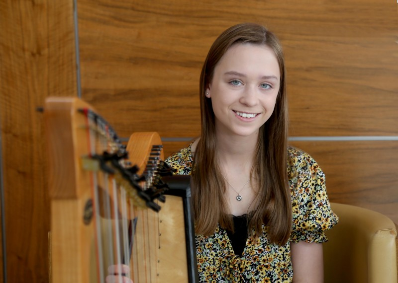 Harpist Phoebe Kelly provided some beautiful music at the volunteers reception in Cloonavin.