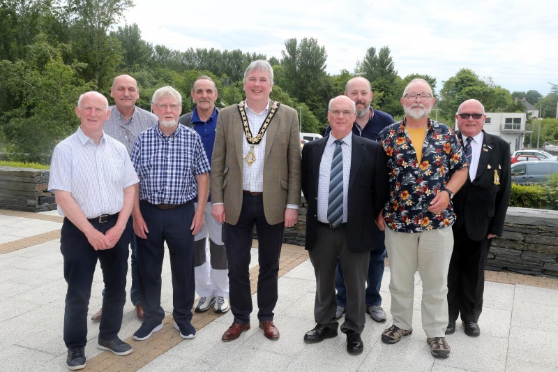 Members of the Men’s Shed in Portstewart pictured with the Mayor of Causeway Coast and Glens Borough Council Councillor Richard Holmes.