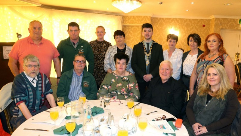 Representatives from local volunteer groups including Beautiful Minds, Limavady, Be Safe, Be Well Men’s Shed, Limavady and Roe Valley Residents Association pictured with the Mayor of Causeway Coast and Glens Borough Council Councillor Sean Bateson, Mary McNickle from Causeway Volunteer Centre and Ashleen Schenning from Limavady Volunteer Centre at the recent Volunteers’ Week celebration in The Bushtown Hotel