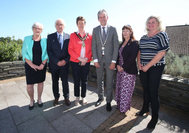 Members of the delegation from Rhenen pictured with the Mayor of Causeway Coast and Glens Borough Council Councillor Joan Baird OBE following a civic reception held in Cloonavin.