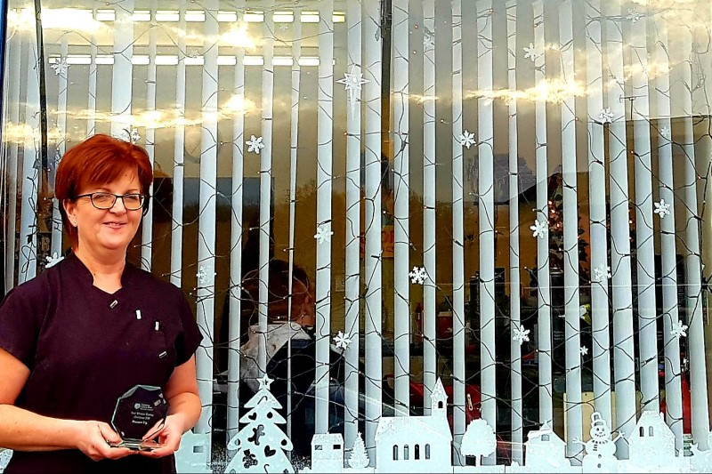 Teresa Forrest from Teresa’s Style-In, runner-up of the Christmas window competition in Ballykelly.