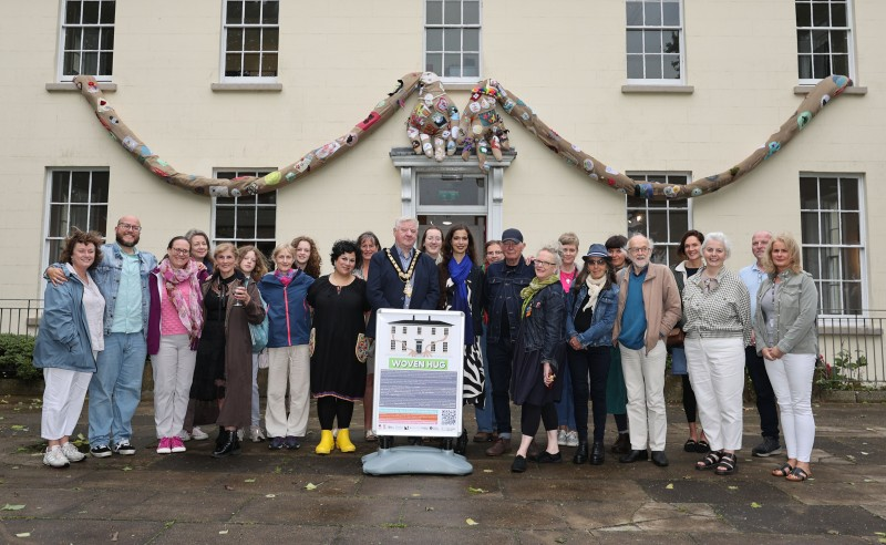 The incredible final textile sculpture created during the Woven Hug community sewing project, launched at the start of July.