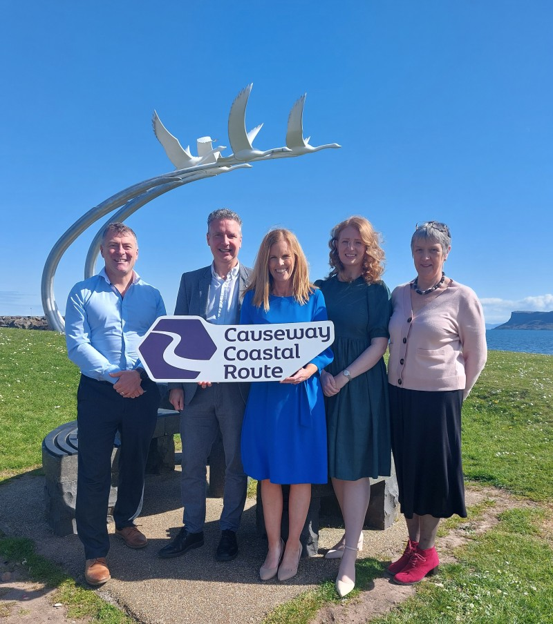 Pictured at the speed networking event in Ballycastle are (L-R) Brian Connolly, Experience Development, Tourism Northern Ireland; Jason Powell, Tourism Marketing Manager, Mid and East Antrim Borough Council; Kerrie McGonigle, Destination Manager, Causeway Coast and Glens Borough Council; Jessica Hoyle, Tourism Manager - Experience Brand Development, Tourism Northern Ireland and Mary O’Driscoll Chair, Glens of Antrim Cluster.