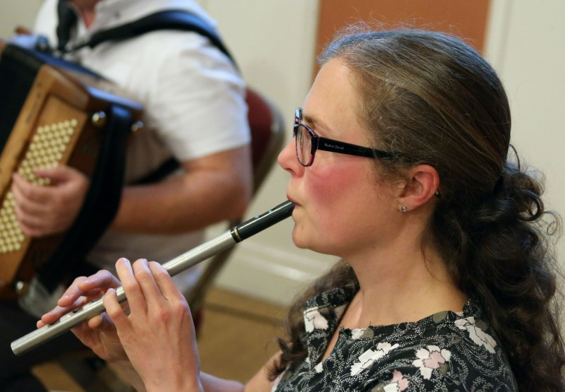 Musician Deborah Mairs plays at the event in Ballymoney.