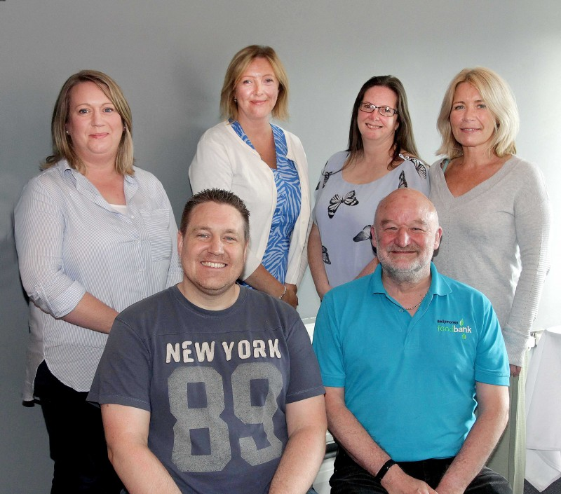 Back row (L-R): - Louise Scullion Community Development Manager, Causeway Coast and Glens Borough Council, Samantha Boswell Community Advice Causeway, Jenni Archer, Neighbouorhood Renewal Co-ordinator, Julie Welsh, Head of Service for Community & Culture, Causeway Coast and Glens Borough Council. Front row (L-R): - Ricky Wright, Vineyard Compassion, Peter Rollins, Ballymoney Foodbank.