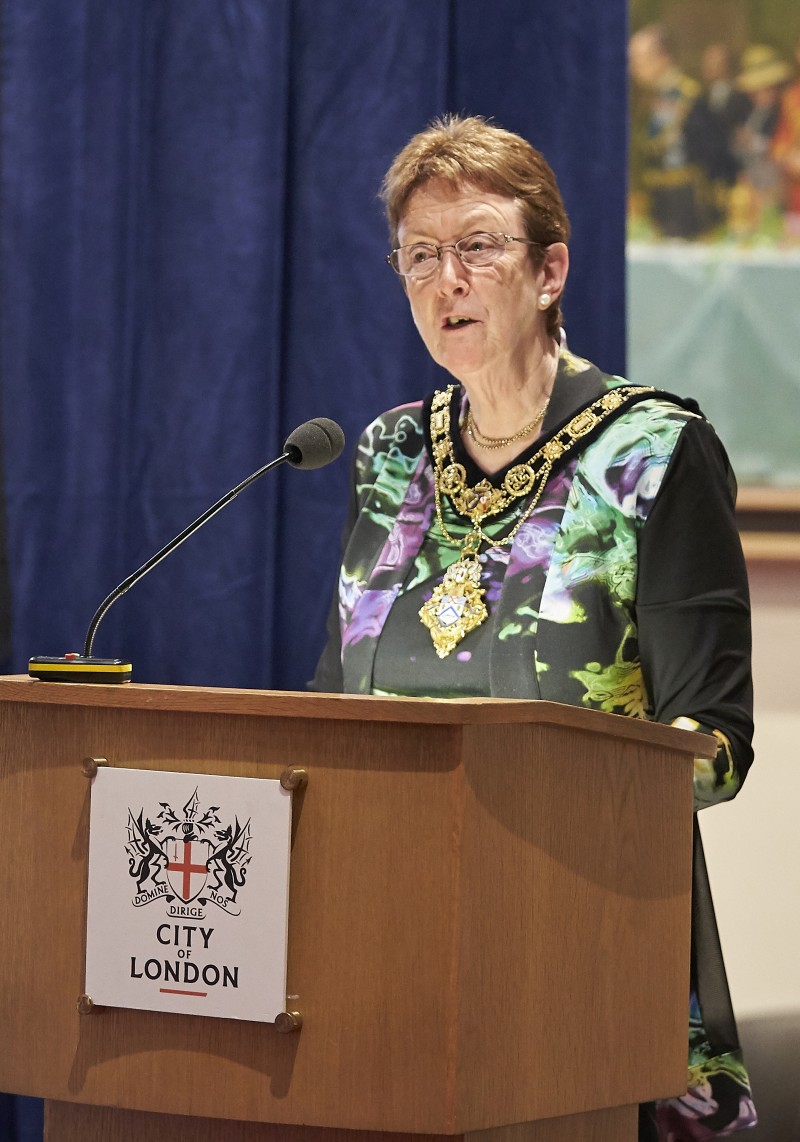 The Mayor of Causeway Coast and Glens Borough Council Councillor Joan Baird OBE speaking at the event in London.