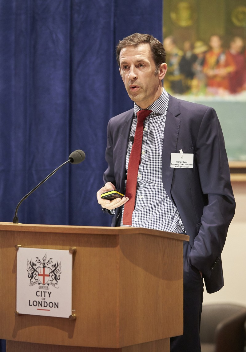Causeway Coast and Glens Borough Council's Director of Leisure and Development Richard Baker speaking at the event in London.