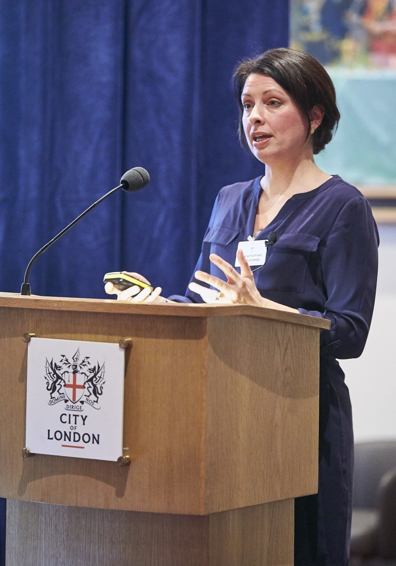 Ulster University Provost Dr Karise Hutchinson speaking at the event in London.