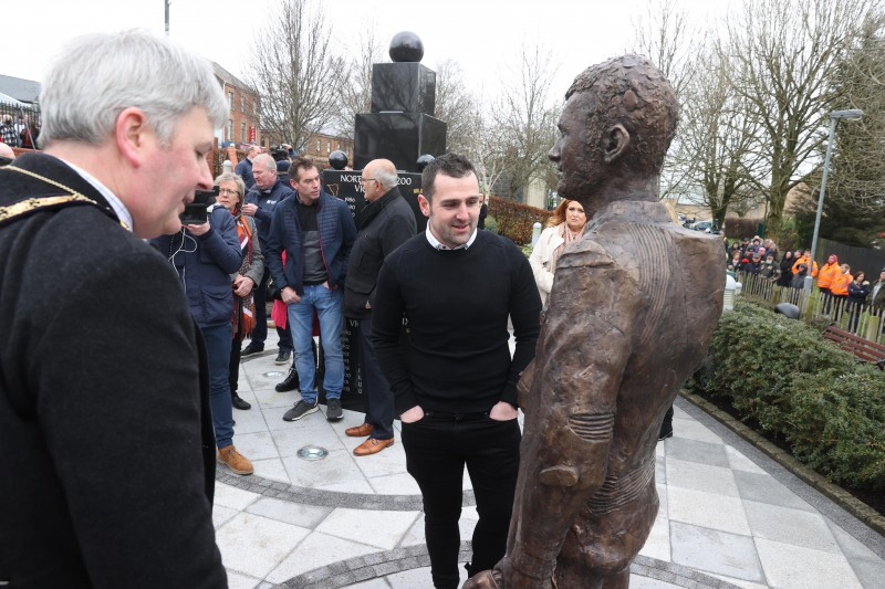 Michael Dunlop pictured at the unveiling of the statue of his brother William at the Dunlop Memorial Gardens in Ballymoney.