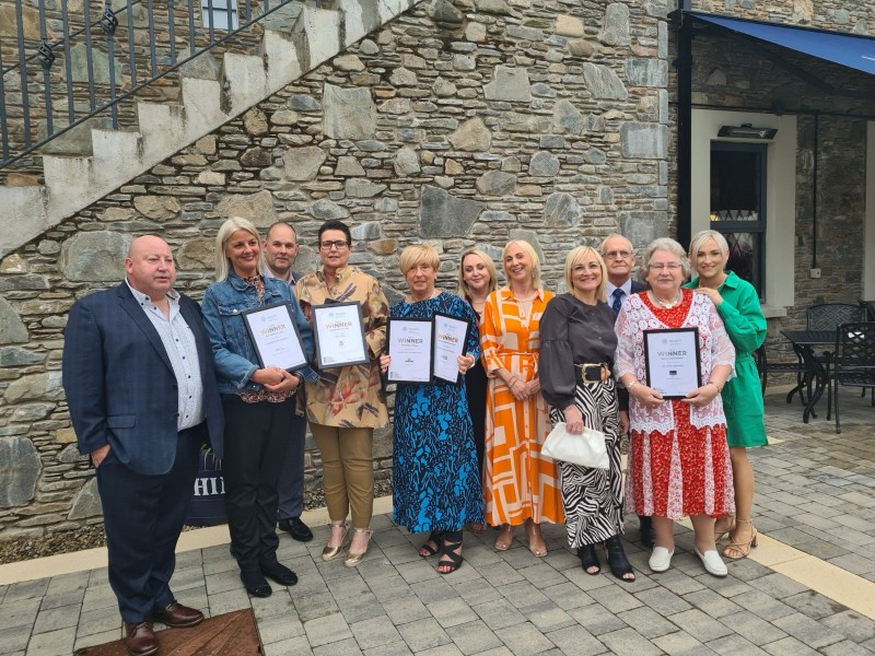 Representatives of the Ballymoney business community pictured at the High Street Heroes Award event.