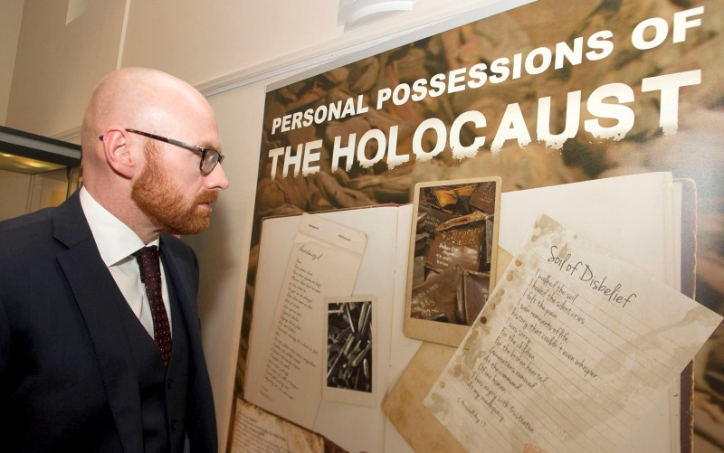 Councillor Darryl Wilson visits the exhibition in Ballymoney Museum.