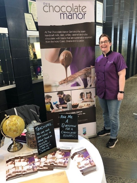 Geri Martin from The Chocolate Manor showcases her business at the hospitality and tourism industry career event organised by Causeway Coast and Glens Borough Council in partnership with The Springboard Charity.