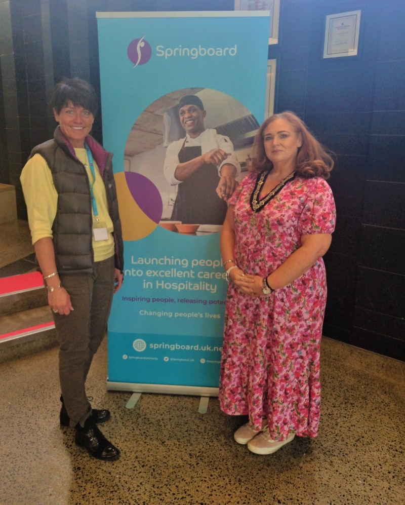 Causeway Coast and Glens Borough Council Deputy Mayor Councillor Ashleen Schenning with Caitriona Lennox, NI Springboard Manager, at the event held at the Giant’s Causeway Visitor Centre.