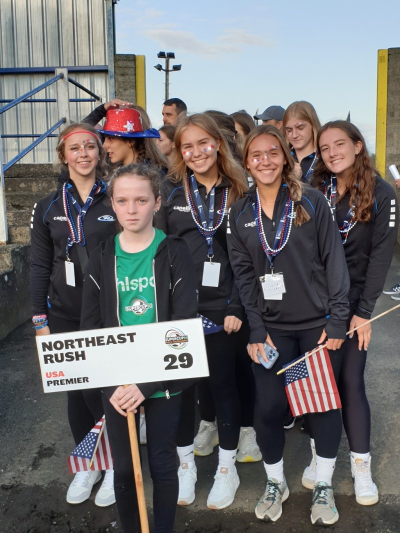 Young footballers from USA joined the Supercup NI opening parade alongside 64 other teams who formed part of the procession