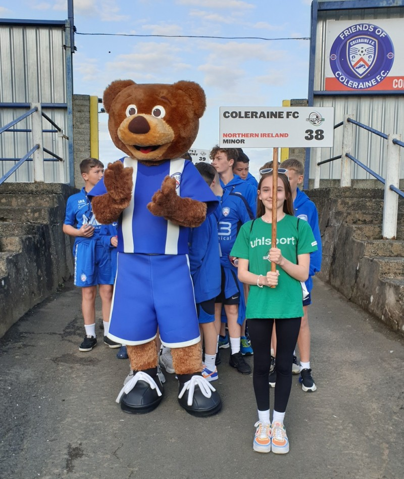 Young footballers from Coleraine joined the Supercup NI opening parade alongside 64 other teams who formed part of the procession
