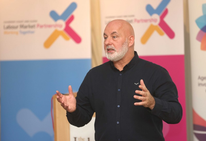Marc McGerty, Labour Market Partnership Manager, speaking at the event for employers held during Positive Ageing Month.