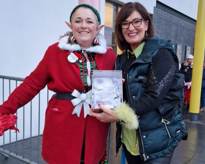 Limavady winner Lovely Looks Boutique staff member beside Council staff member Geraldine Willis