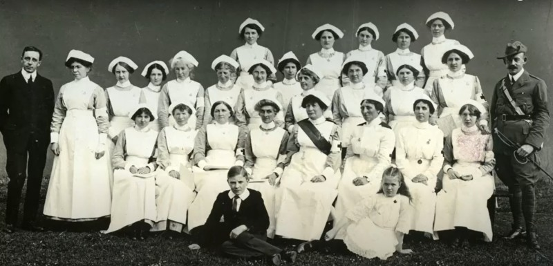 Historic image of Nursing staff at Coleraine Orange Hall, part of the permanent exhibition at Cuil Rathain Historical & Cultural Centre