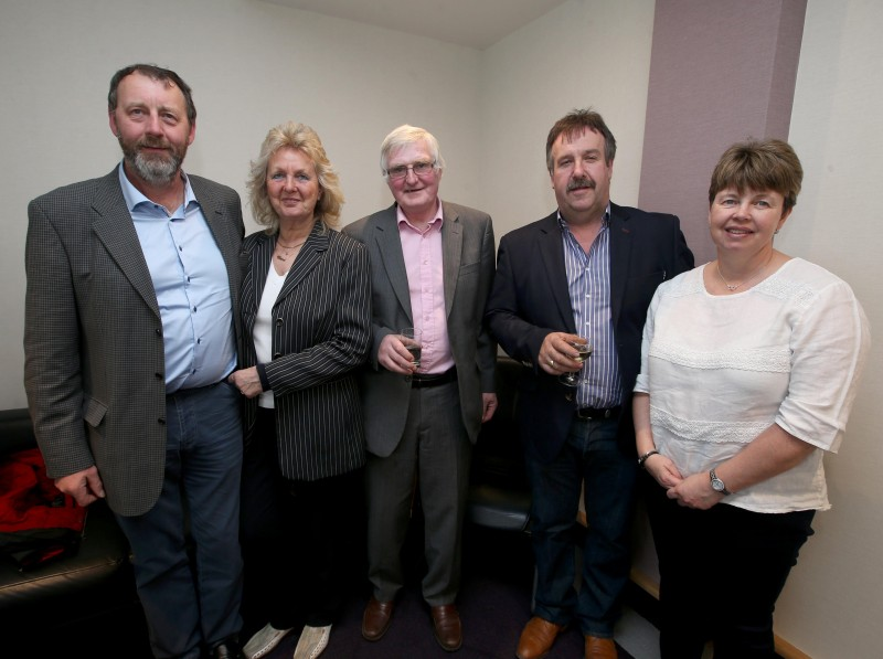 Hugh Mc Caughan, Claire Lynn, Danny Matthews and Alastair and Gillian Wilkinson pictured at a civic reception in Cloonavin.
