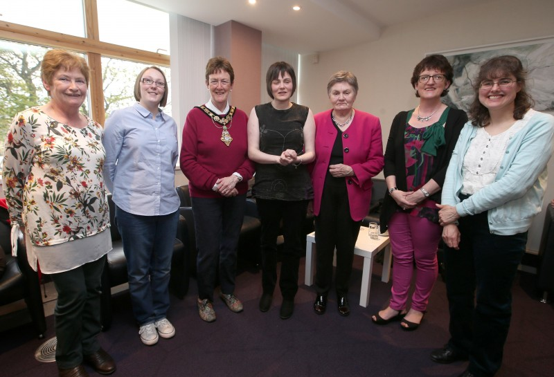The Mayor of Causeway Coast and Glens Borough Council, Councillor Joan Baird, OBE pictured with members of the Glens of Antrim Comhaltas.
