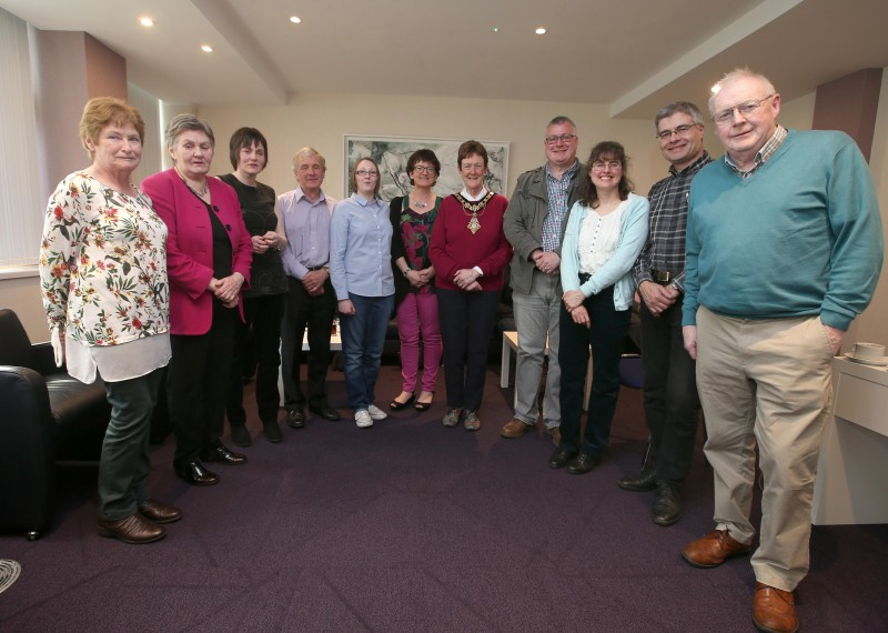 The Mayor of Causeway Coast and Glens Borough Council, Councillor Joan Baird, OBE pictured with members of the Glens of Antrim Comhaltas.