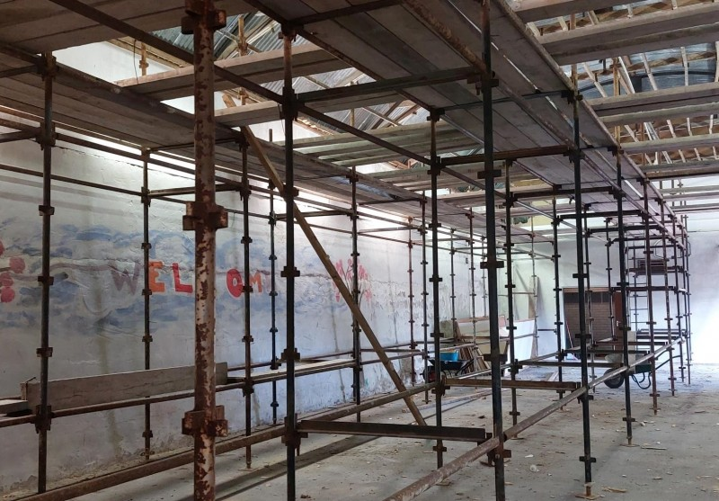 Refurbishment of the community ‘barn’ in Mosside is now underway