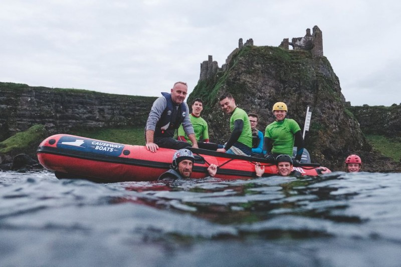 Volunteers from Sea2it, Causeway Coasteering and Causeway Boats removing marine waste from the bays beneath Dunluce Castle. Picture Credit: Matt Wright, Causeway Coasteering