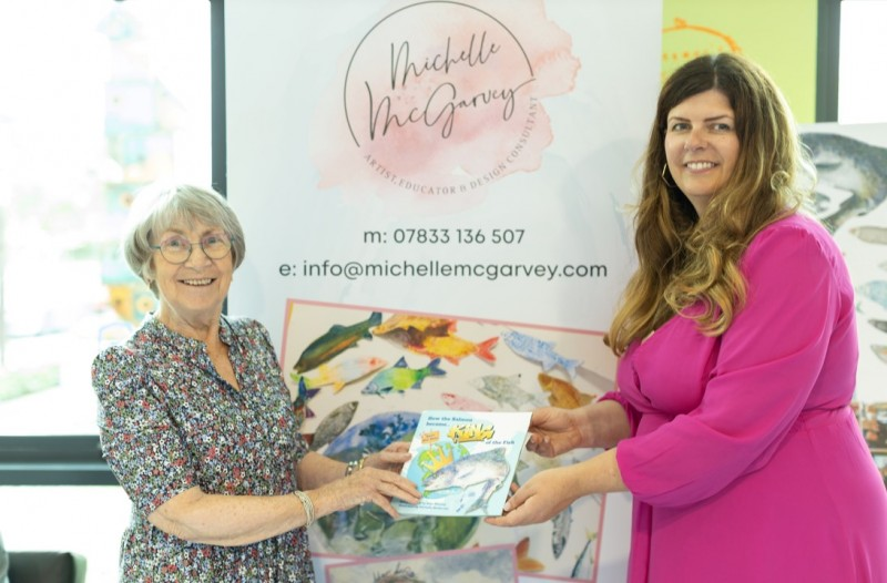 Storyteller Kate Murphy and artist Michelle McGarvey. Michelle, who is involved in the Northword Storytagging Project, created an illustrated children’s book from Kate’s story - How the Salmon became King of the Fish.