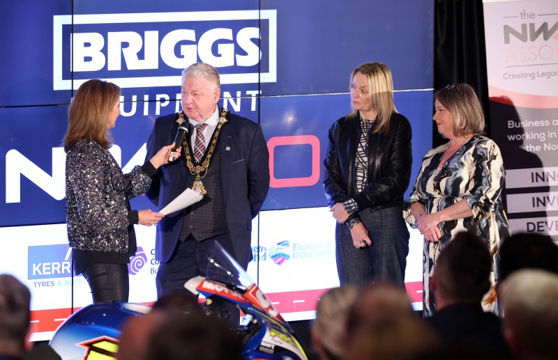 Mayor of Causeway Coast and Glens, Councillor Steven Callaghan is interviewed by Claire McCollum at the ‘Meet the Stars’ event in The Lodge Hotel, Coleraine.