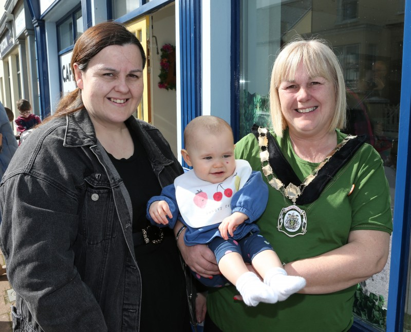 Deputy Mayor Margaret-Anne McKillop alongside her daughter Sinead and granddaughter Ellie-May as they both support the RNLI fundraiser held in Cushendall.