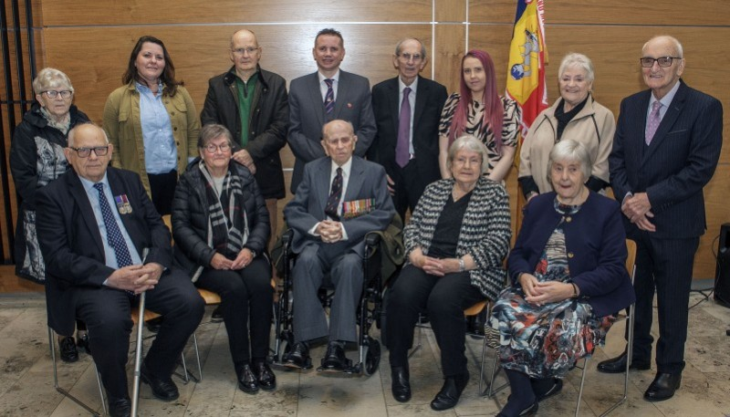 Norman Irwin pictured centre with friends and family members at reception in Cloonavin for the occasion of his 106th birthday.