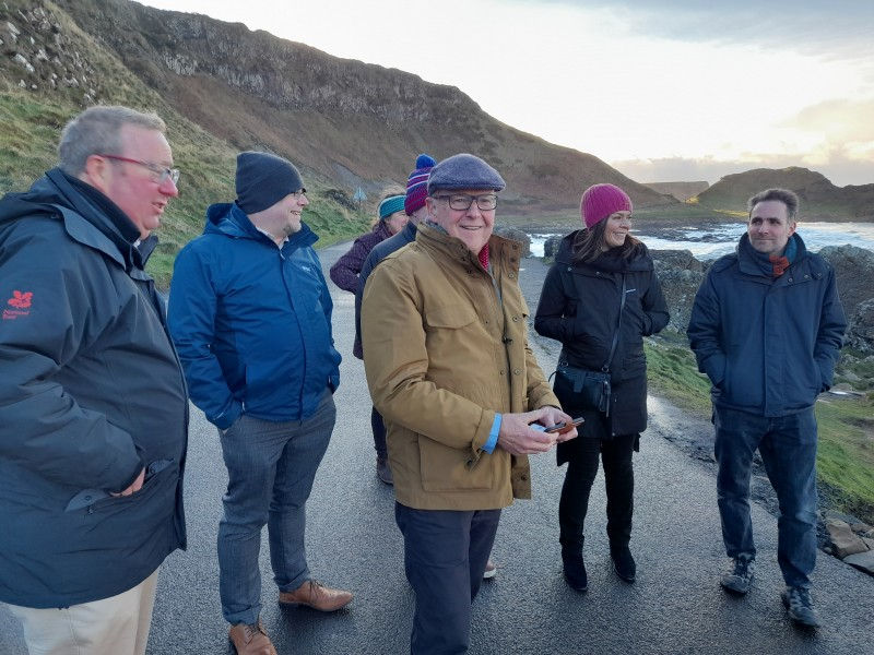 Left to right, Max Bryant, General Manager Giant’s Causeway and Carrick-a-rede; Jason Beggs, Dept. of Finance City and Growth Deals, Councillor Dyfrig Siencyn, Lead Member for the Innovation in High Value Manufacturing Programme; Alwen Williams, Ambition North Wales Portfolio Director, and Hedd Vaughan-Evans, Ambition North Wales Head of Operations.