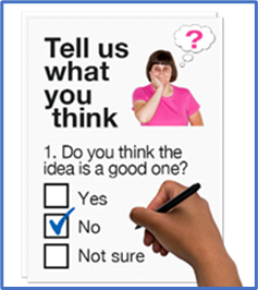 A hand ticking a survey