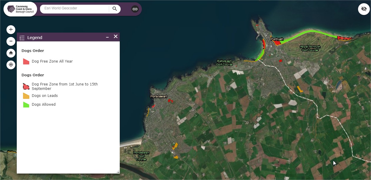 View the Causeway Coast and Glens interactive maps for Dog Control Orders