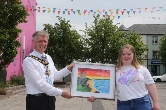 Mussenden Temple painting by Tori McNeill set for display in Cloonavin