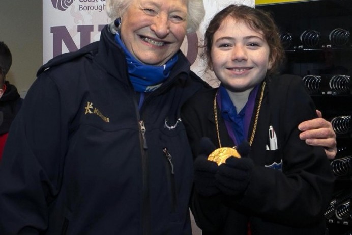 School pupils celebrate sporting success at the Mary Peters Games in Coleraine 
